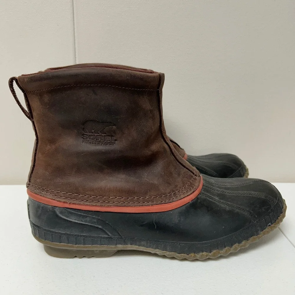 Sorel Cheyanne Premium Brown Winter Duck Toe Waterproof Boot Mens Size 10.5